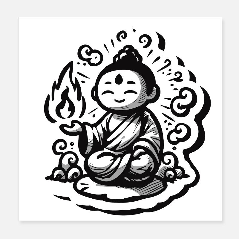 Flaming Buddha Poster 8" x 8" (20x20 cm)