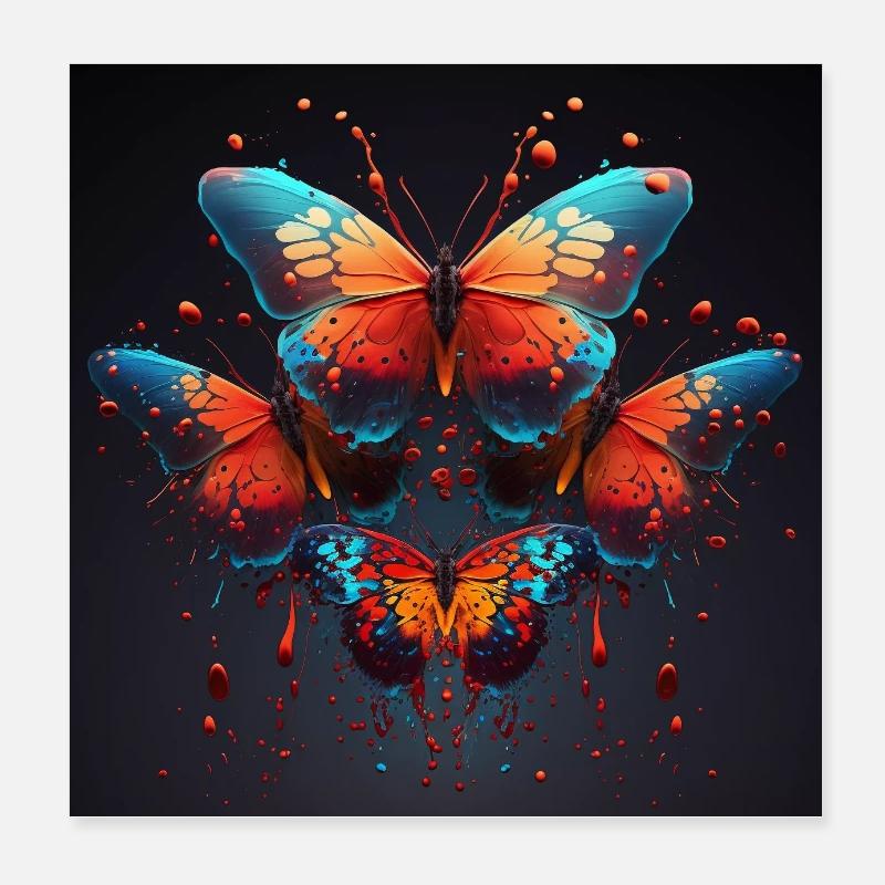 Bunte Schmetterlinge Poster 20x20 cm