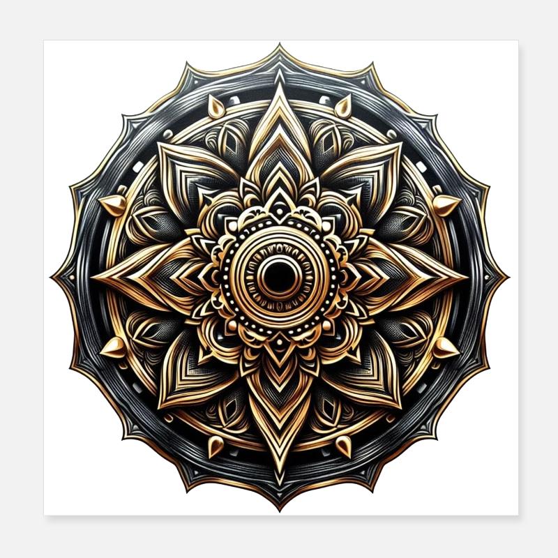 Mandala Harmonie éclat doré Poster 20 x 20 cm