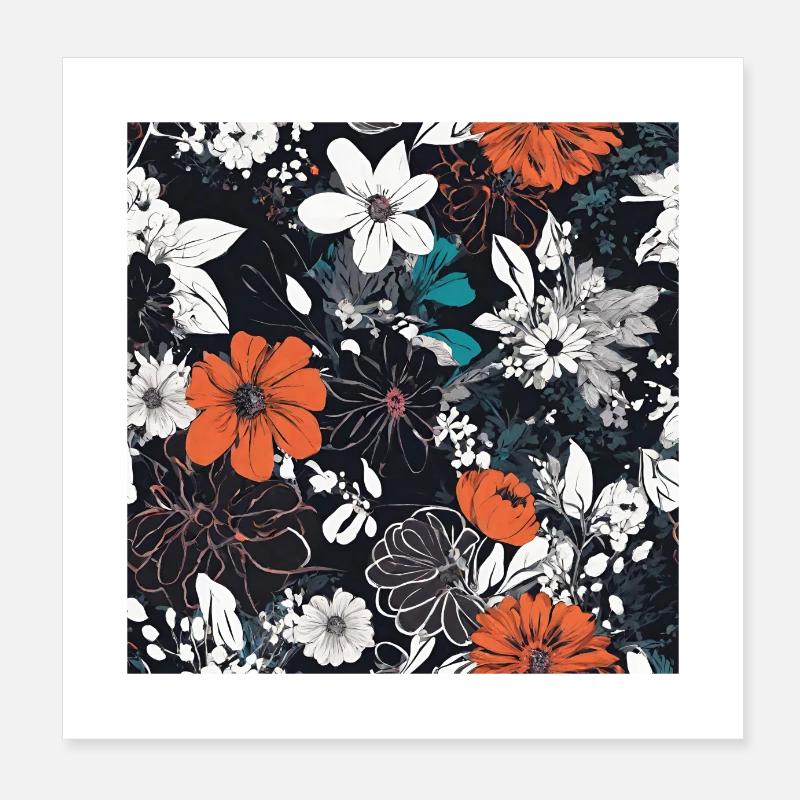 Dark Flowers Poster 8" x 8" (20x20 cm)