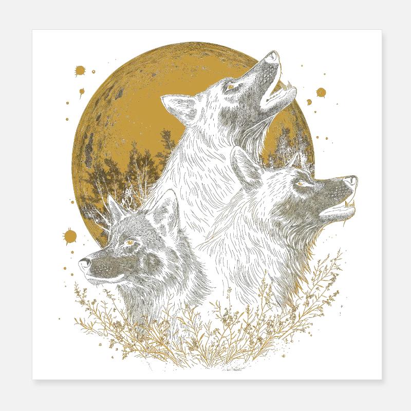 Meute de loups Poster 20 x 20 cm