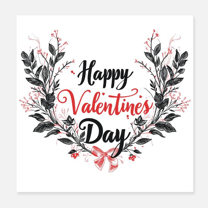Botanical Love Wreath - Valentine's Elegance Poster 8" x 8" (20x20 cm)