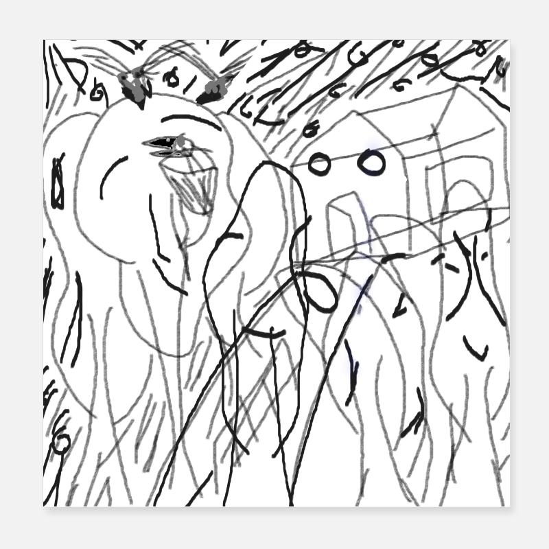 Forêt animée transparente Poster 20 x 20 cm