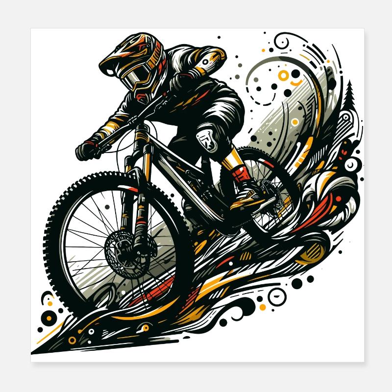 MTB Mountain Biking Downhill Gift Poster 8" x 8" (20x20 cm)