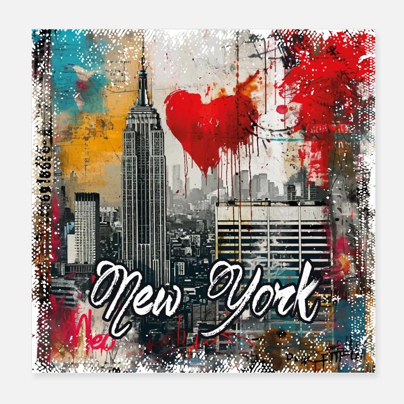 New York, retro, vintage - Valentinstag - Poster 20x20 cm - Weiß