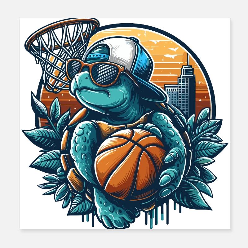 Basketball Turtle Sunglasses Gift Poster 8" x 8" (20x20 cm)