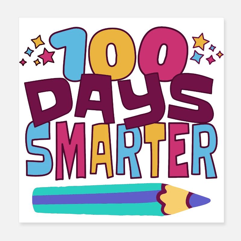 100 jours plus intelligents Poster 20 x 20 cm