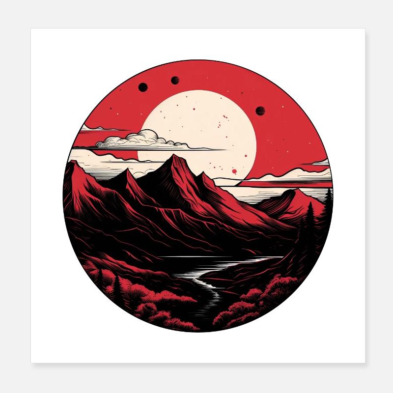 Vollmond-Berge Poster 20x20 cm