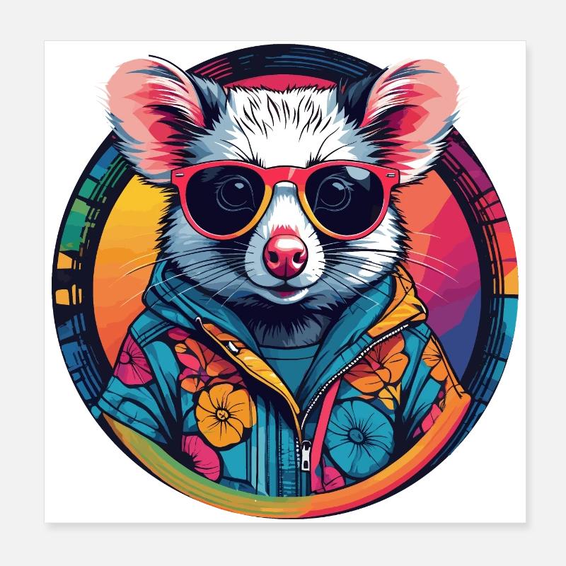 Opossum Poster 20x20 cm
