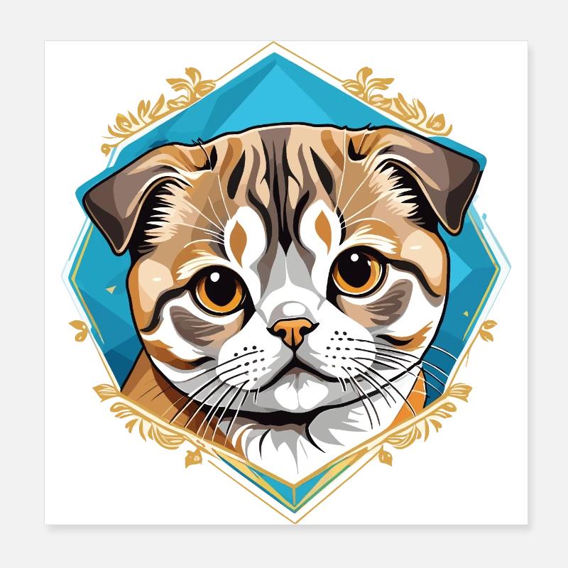 Scottish Fold Cat Poster 8" x 8" (20x20 cm)
