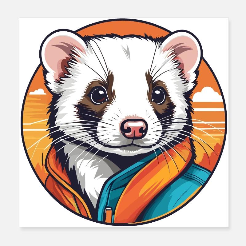 Ferret Poster 8" x 8" (20x20 cm)