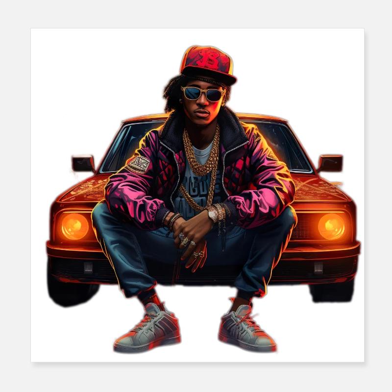 Hip Hop Rapper Poster 20x20 cm