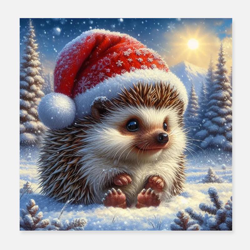 Weihnachts-Igel Poster 20x20 cm