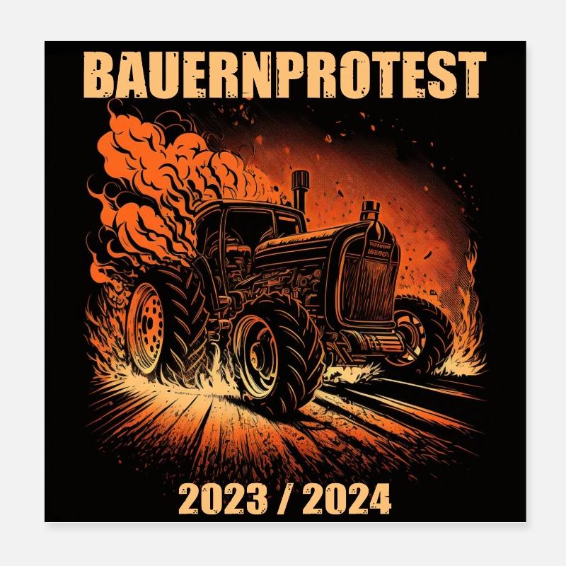Bauernprotest 2023 / 2024 Bauerndemo Demoplakat - Poster 20x20 cm - Weiß