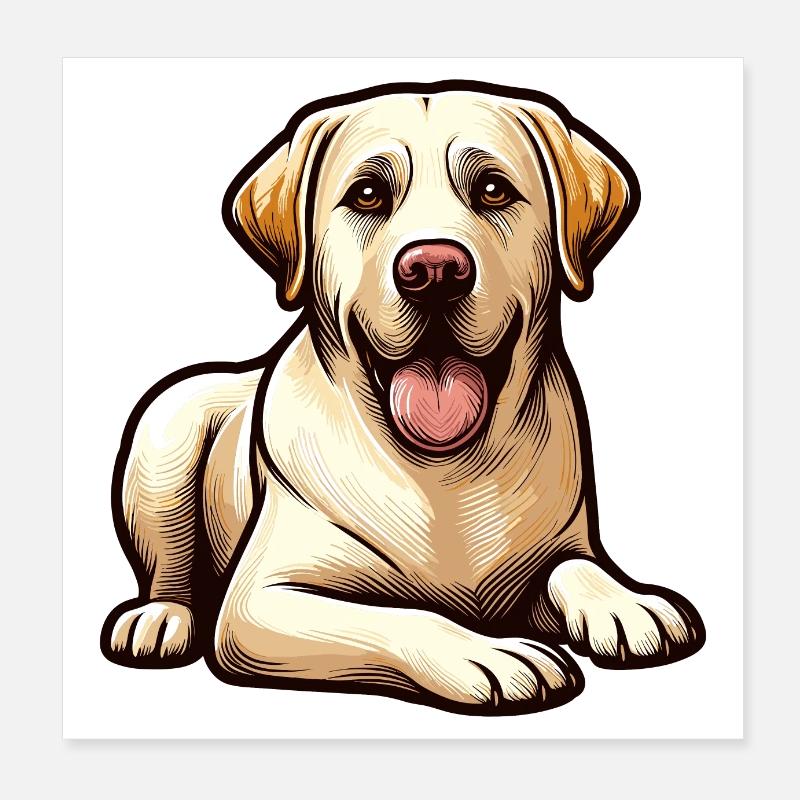 Labrador Liegerad - Hund Poster 20x20 cm
