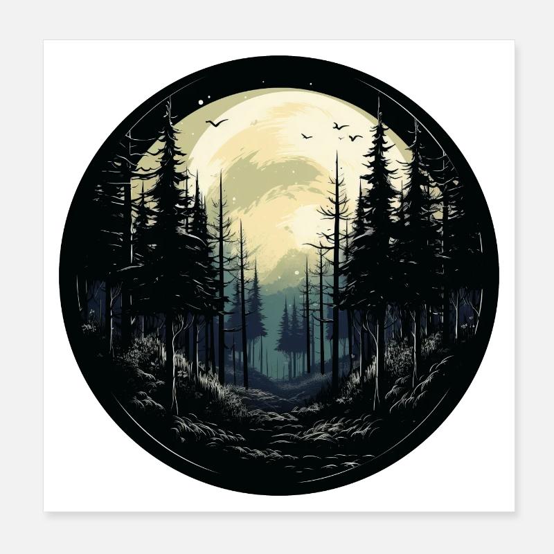 Nuit de la forêt Poster 20 x 20 cm