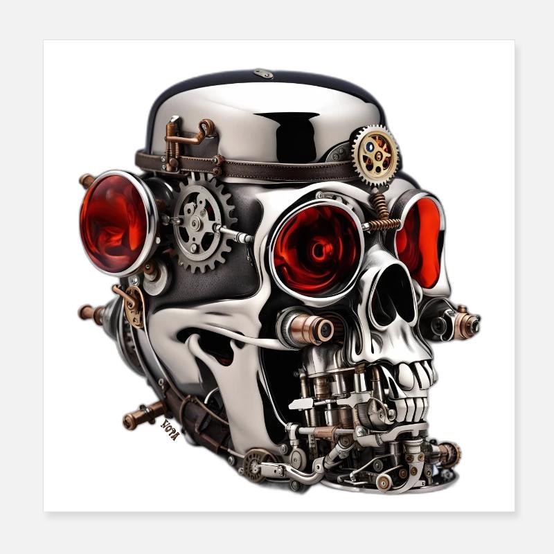 Silver skull with red eyes Poster 8" x 8" (20x20 cm)