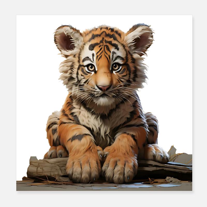 Junger Tiger auf der Lauer Poster 20x20 cm