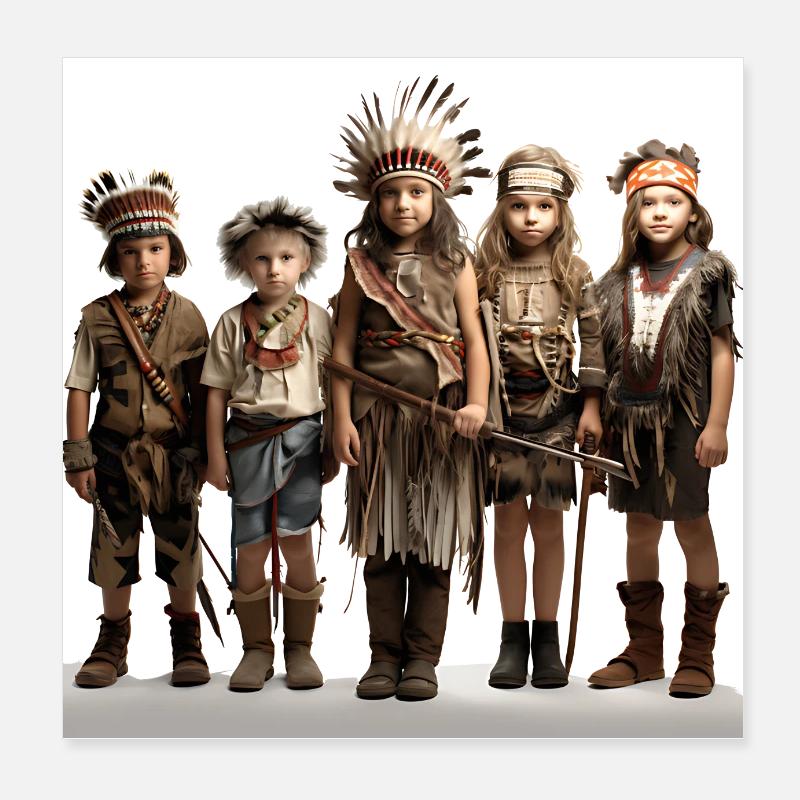 Indians and squaw as carnival costumes Poster 8" x 8" (20x20 cm)