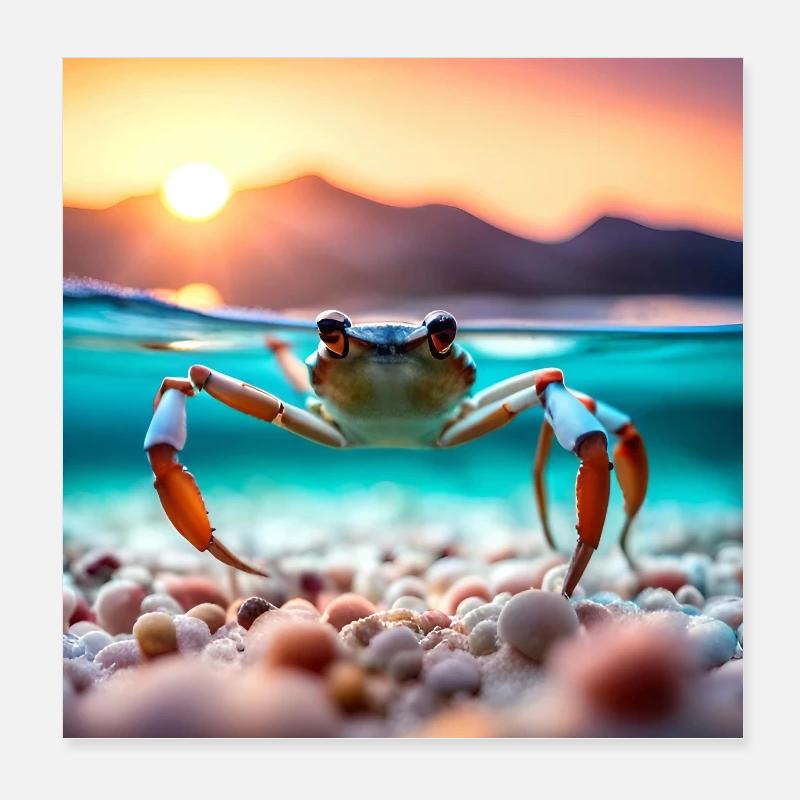 Underwater Crab Poster 8" x 8" (20x20 cm)
