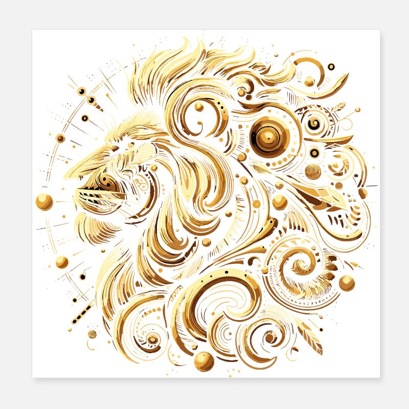 Lion Gold motifs Poster 20 x 20 cm