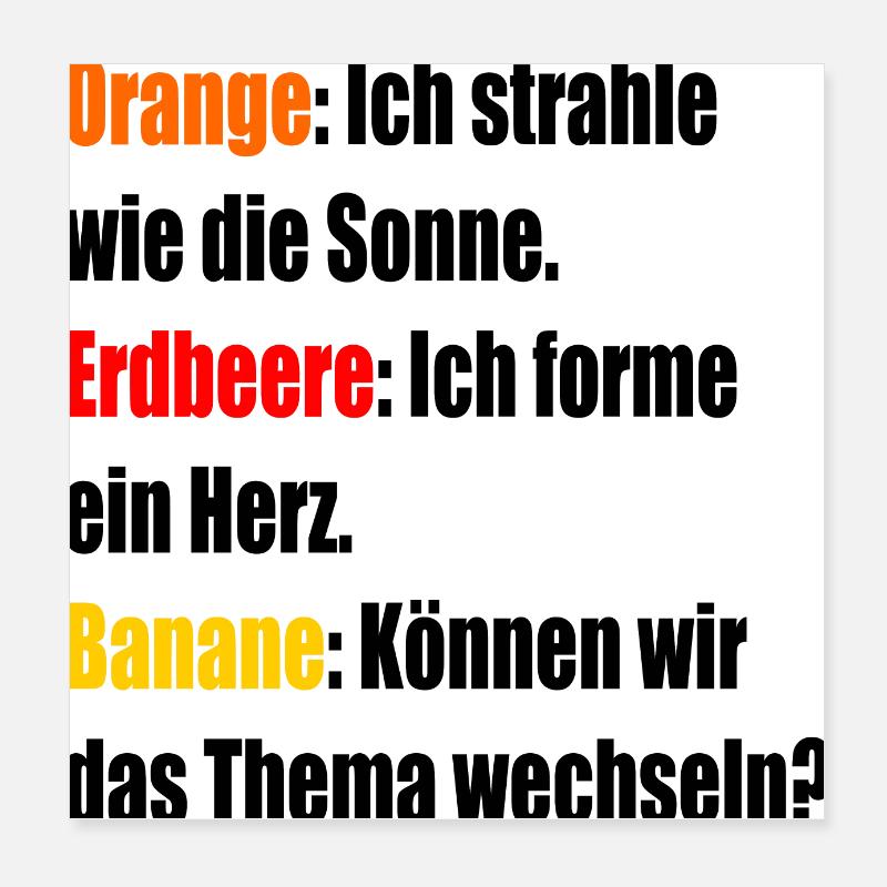 Orange Erdbeere Banane Poster 20x20 cm
