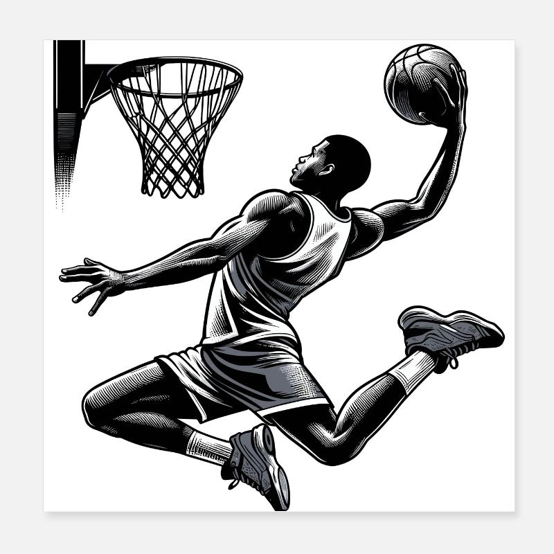 Basketball Dunking Gift Poster 8" x 8" (20x20 cm)
