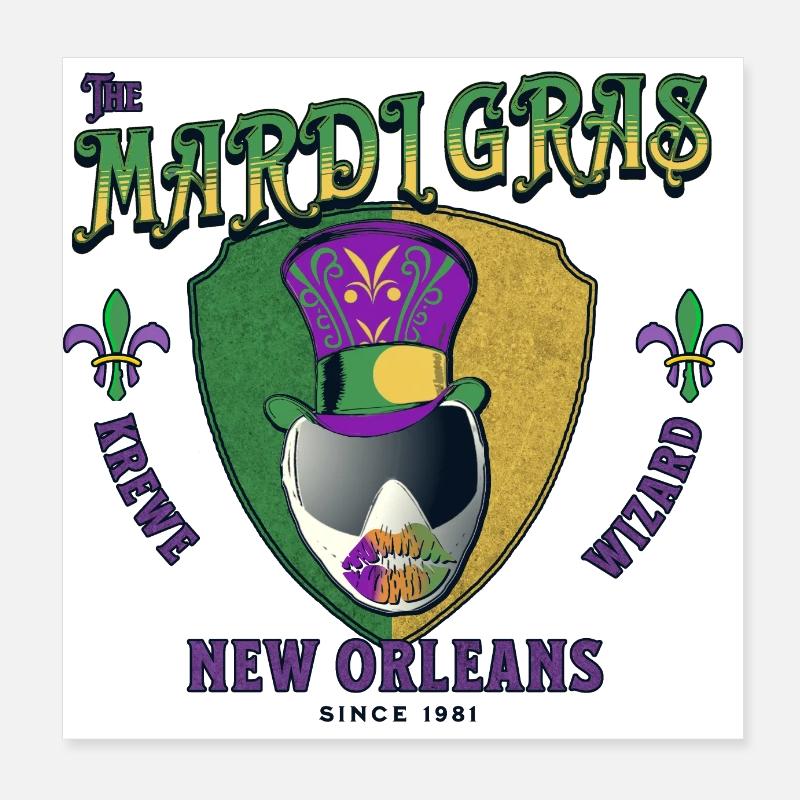 Mardi Gras Krewe Paintball Wisard Poster 8" x 8" (20x20 cm)