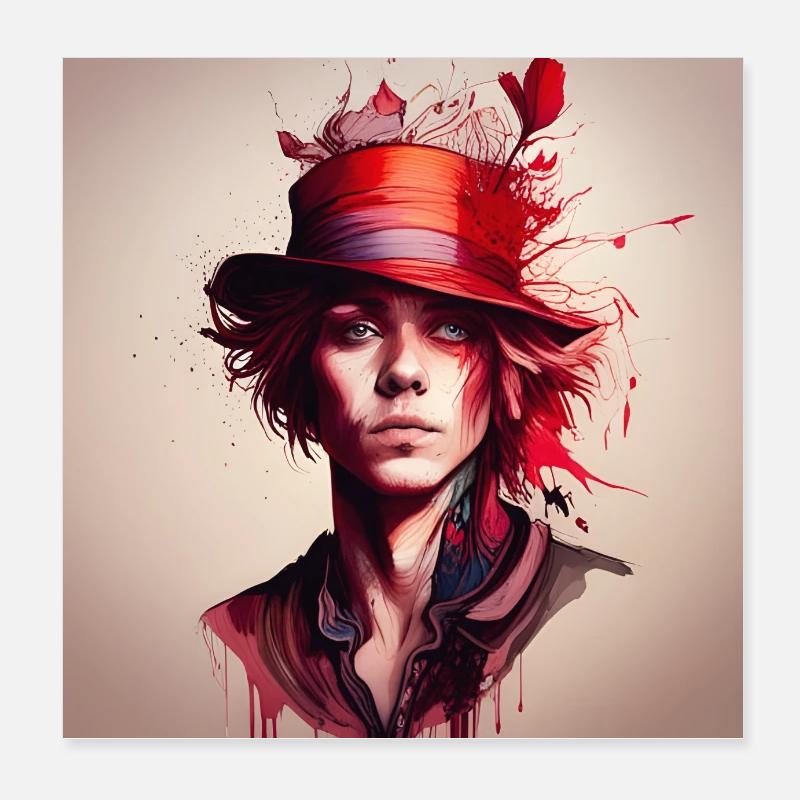 The Hatter - Poster 20x20 cm - Weiß