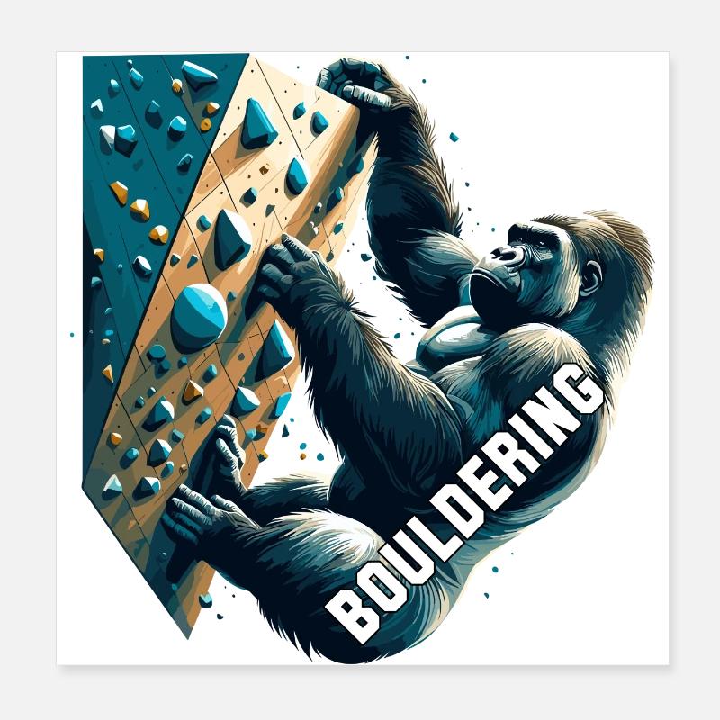 Bouldering Gorille cadeau Poster 20 x 20 cm