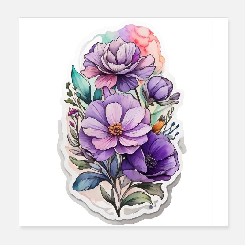 Blaue Wildblume Poster 20x20 cm