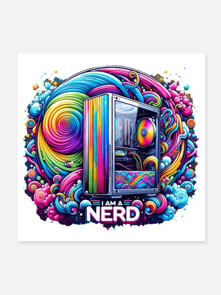 Nerd-Stolz Rainbow - Poster 20x20 cm - Weiß