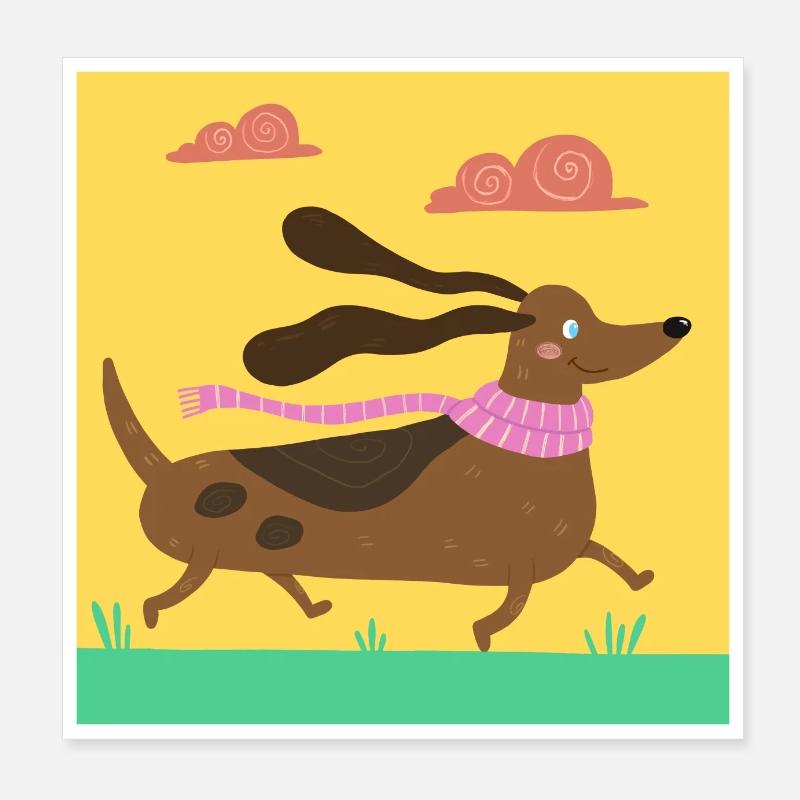 Petit teckel - Poster 20 x 20 cm - blanc