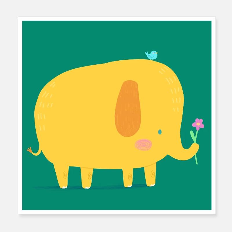 Kleiner Elefant - Poster 20x20 cm - Weiß