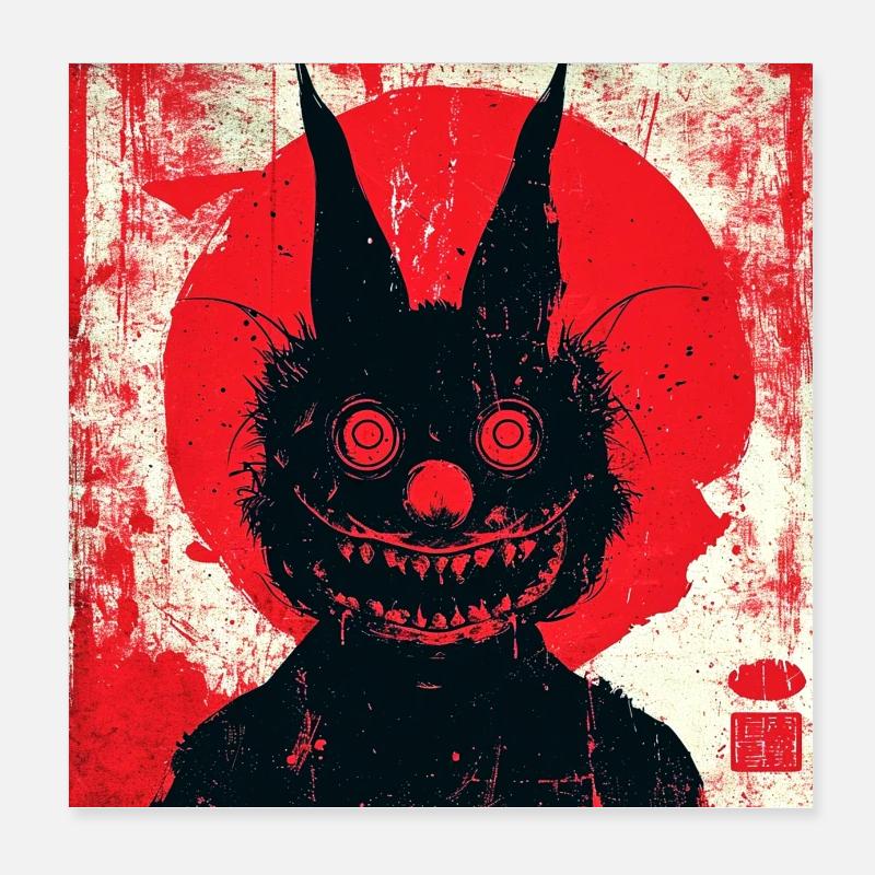 Japanese devil - Poster 20 x 20 cm - blanc