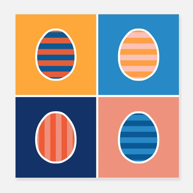 Gestreifte Ostereier Poster 20x20 cm