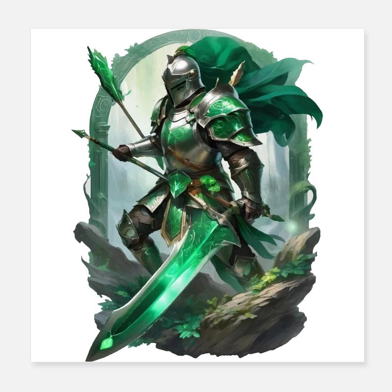 Armored knight dressed in bright green Poster 8" x 8" (20x20 cm)