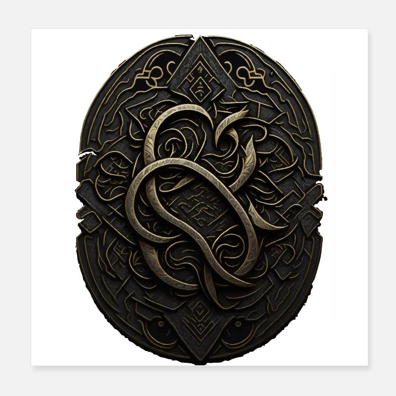 Monogramme Maya noir et or Poster 20 x 20 cm