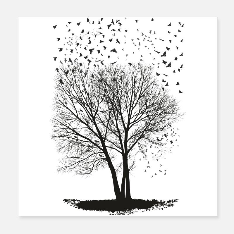 Ravens on a Poplar trees2 Poster 20x20 cm