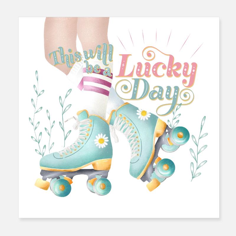 Rollschuh-fahrendes Mädchen Poster 20x20 cm