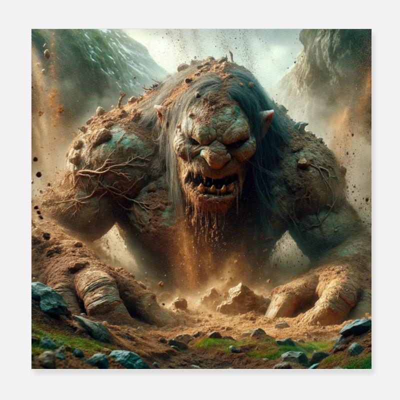 Le troll sort du sol Poster 20 x 20 cm