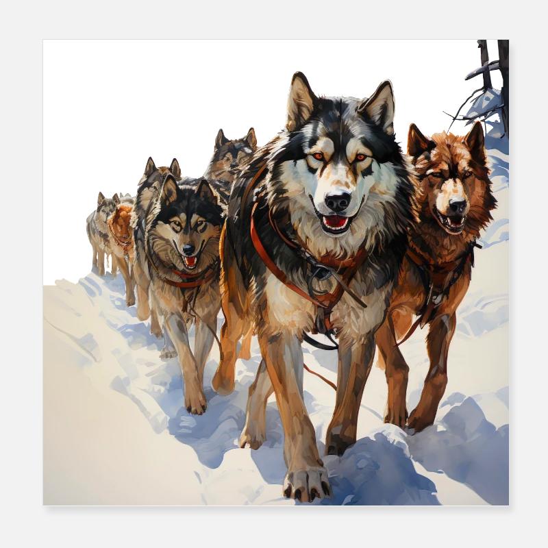 Il existe de nombreux types de chiens de traîneau Poster 20 x 20 cm