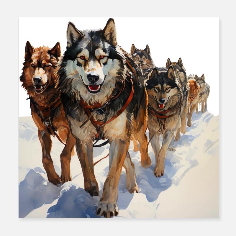 Schlittenhunde sind gesellige Tiere Poster 20x20 cm
