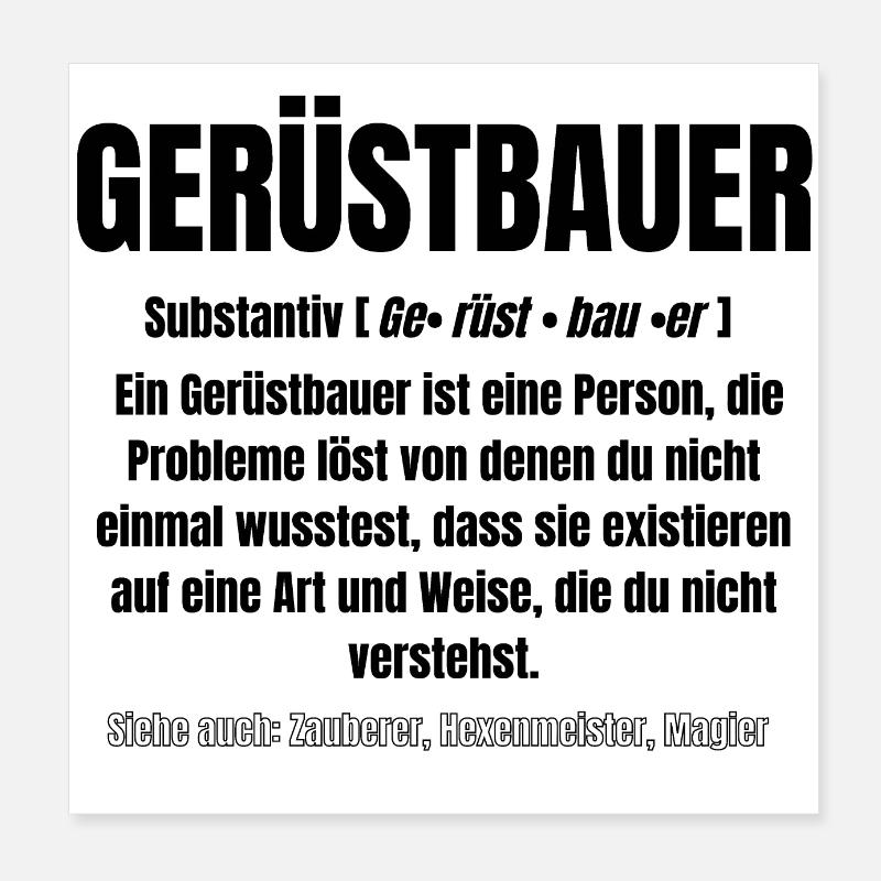 GERÜSTBAU Text Poster 20x20 cm