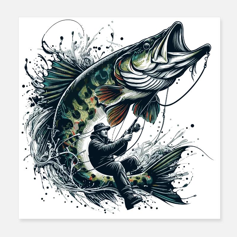 Fishing Pike Gift Poster 8" x 8" (20x20 cm)