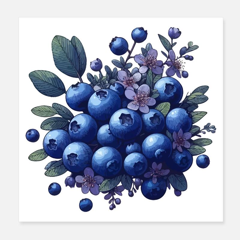 Bouquet de myrtilles Poster 20 x 20 cm