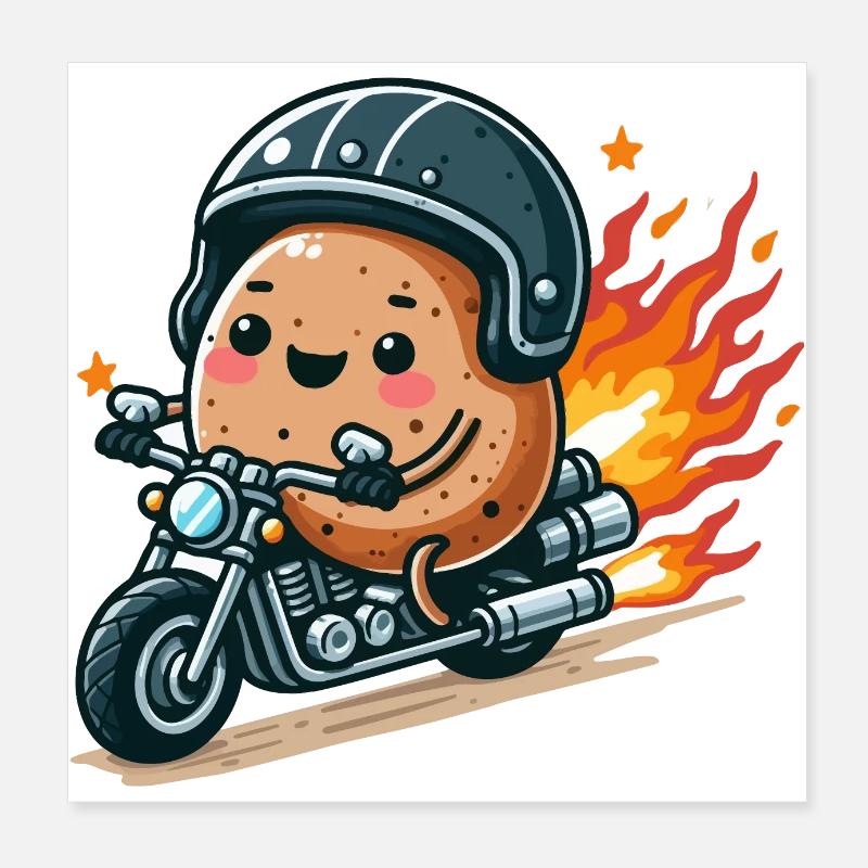 Biker Potato Poster 8" x 8" (20x20 cm)