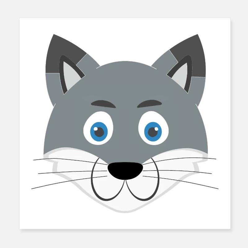 Cartoon Wolfsgesicht Poster 20x20 cm