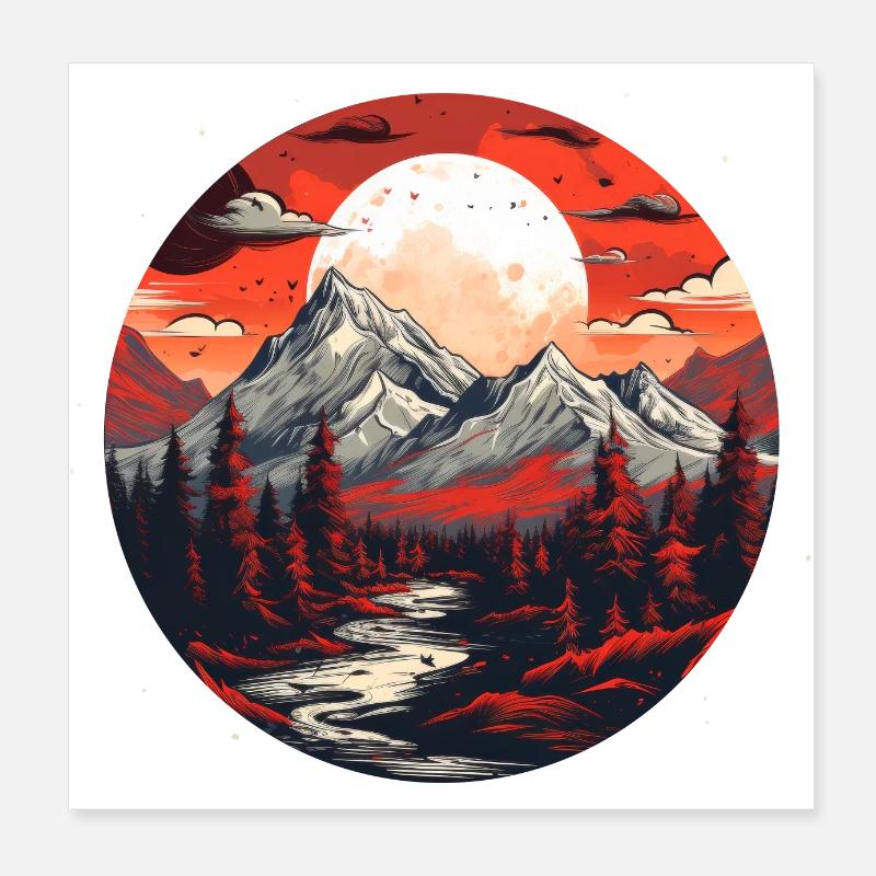 Midnight mountains Poster 8" x 8" (20x20 cm)