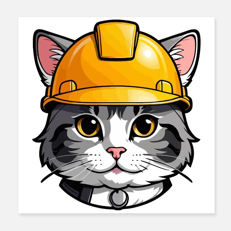 Fleißige Katze Poster 20x20 cm